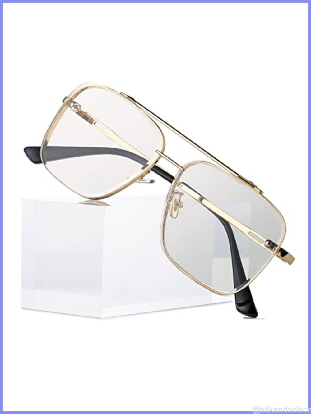 Oversized Square Aviator Sunglasses Metal Frame Tinted Lens Unisex